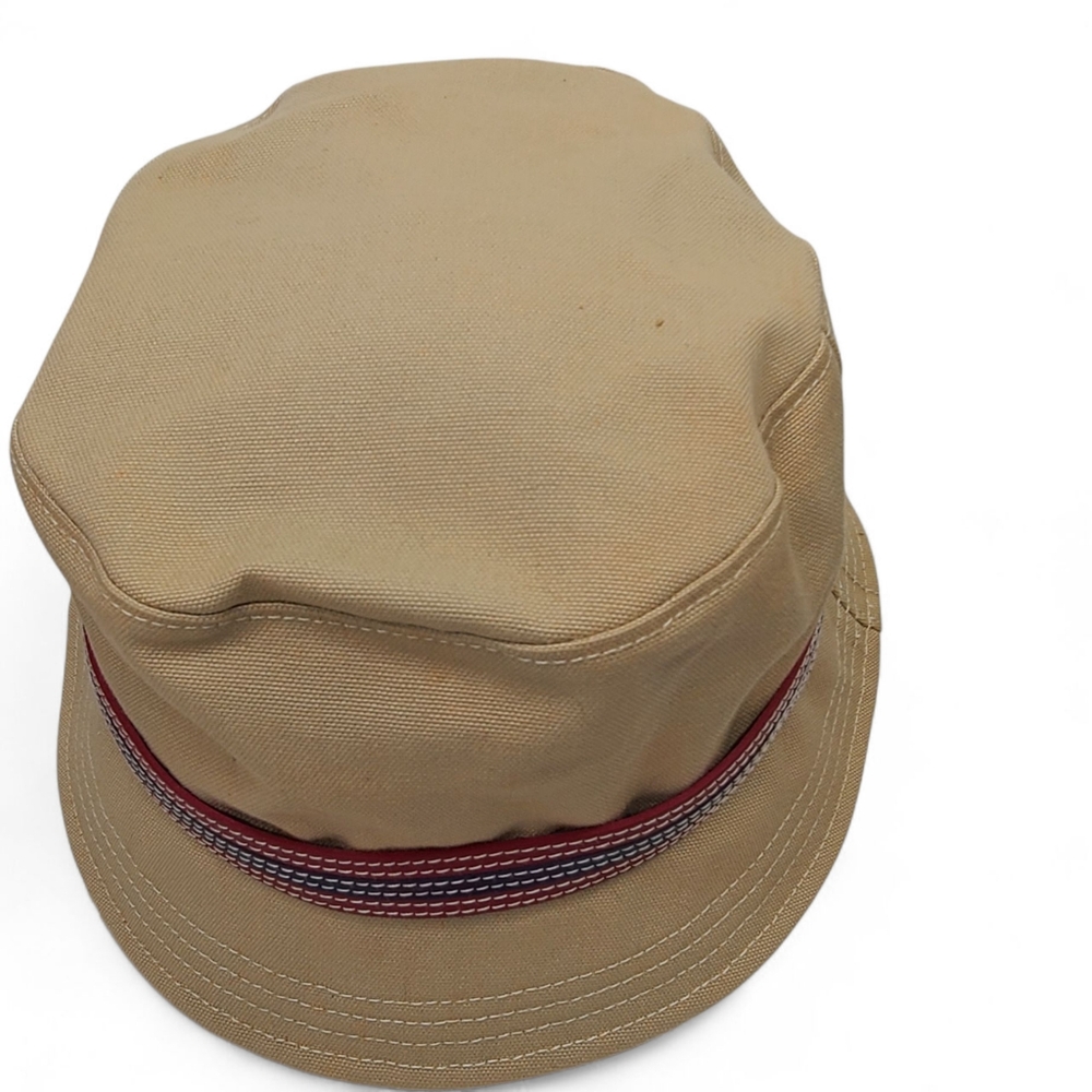 COACH Vintage Twill Bucket Hat Tan with Red/Blue Leather band Size M/L - Picture 4 of 9